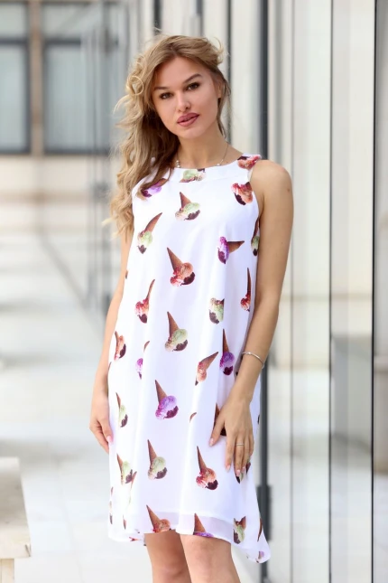 Ефирна дамска лятна рокля ICECREAM WHITE