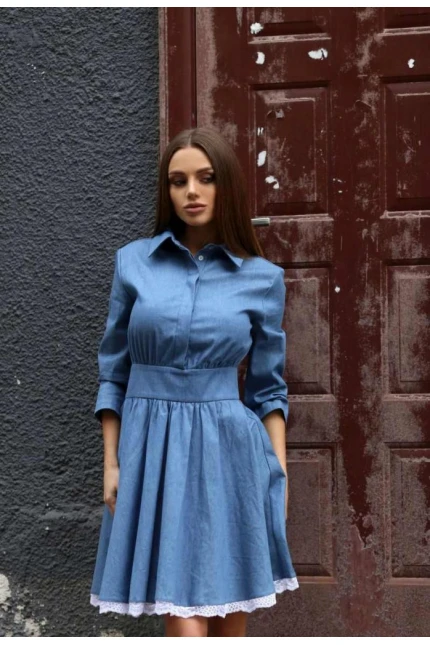 Кокетна дънкова рокля PAMELA Кокетна дънкова рокля PAMELA